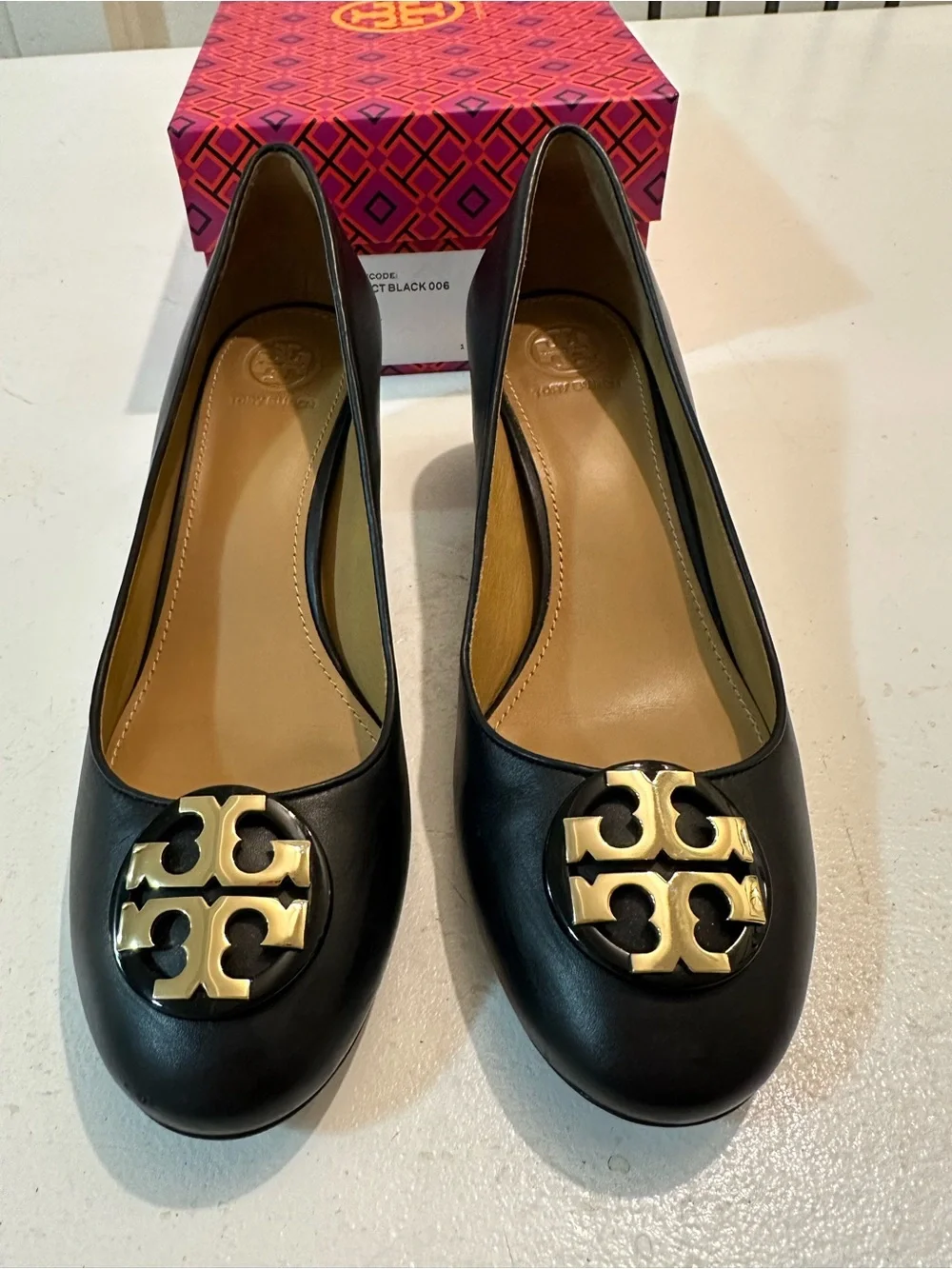 Tory Burch Claire 50MM Pump Black Calf Leather